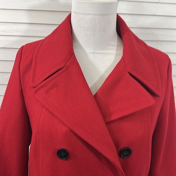 Calvin Klein Red Peacoat Size 12 Wool Blend - Picture 4 of 13